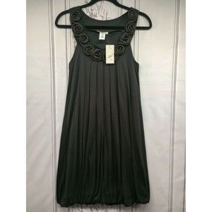 NWT Vibe USA Dress Size M Black Bubble Hem Textured Unique Neckline Pleated EC